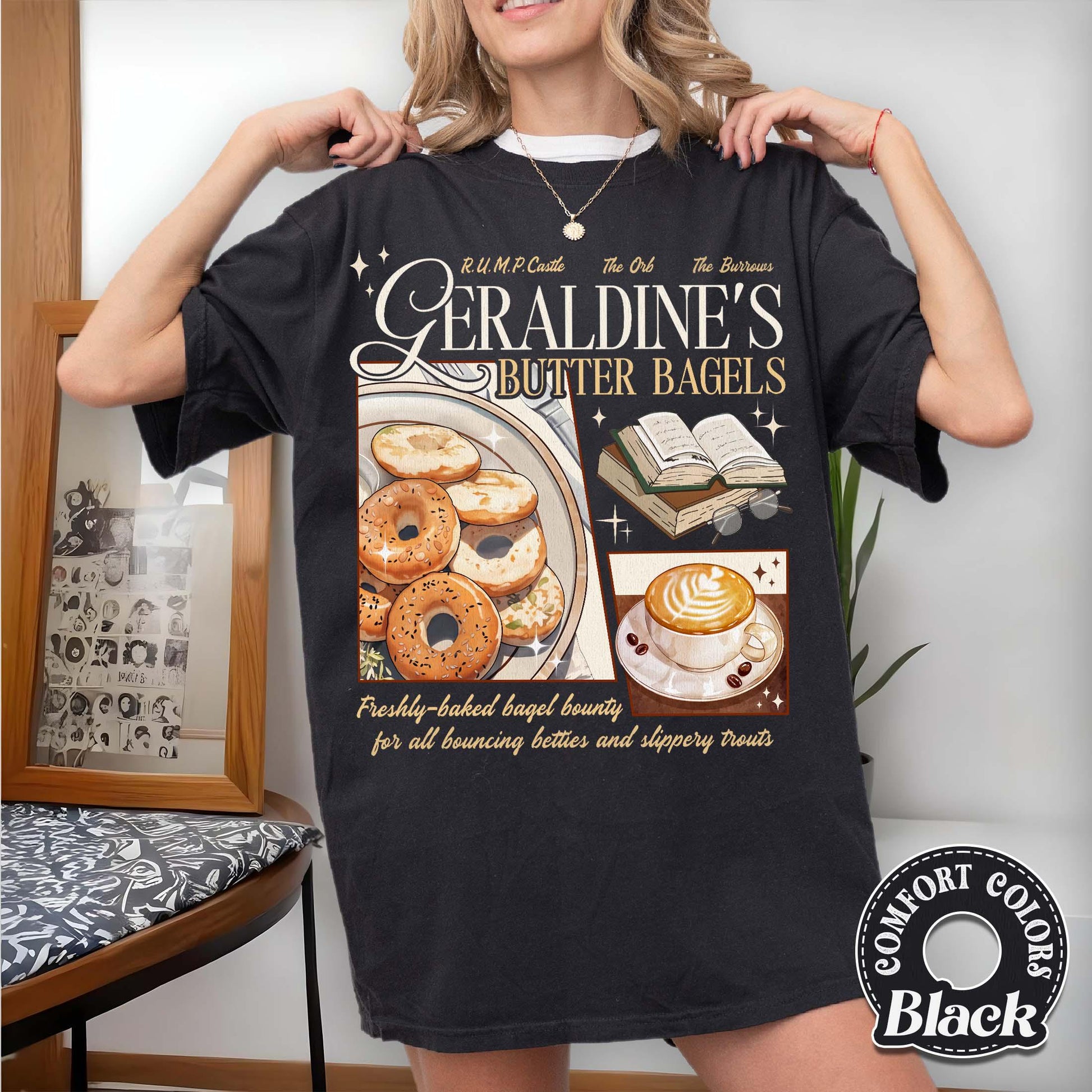 Bookish Fantasy Academy Shirt – Buttery Bagels Graphic Tee – Fan Merch Inspired T Shirt