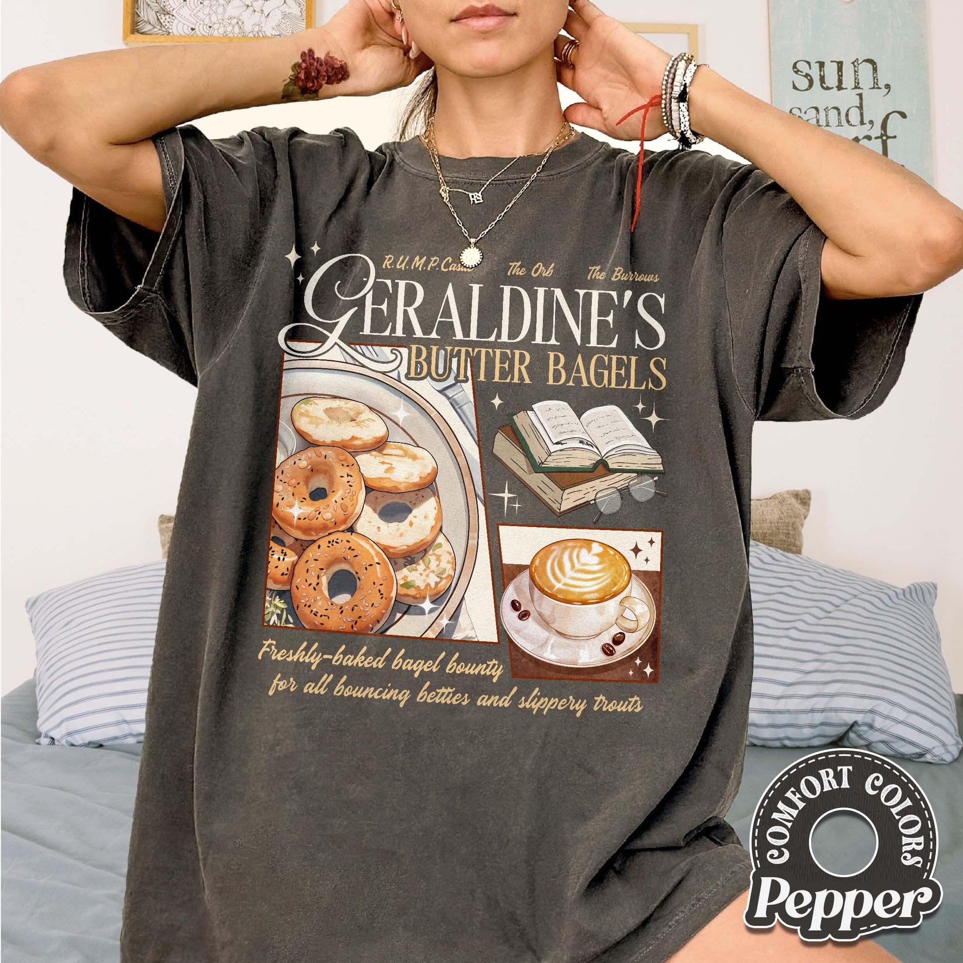 Bookish Fantasy Academy Shirt – Buttery Bagels Graphic Tee – Fan Merch Inspired T Shirt