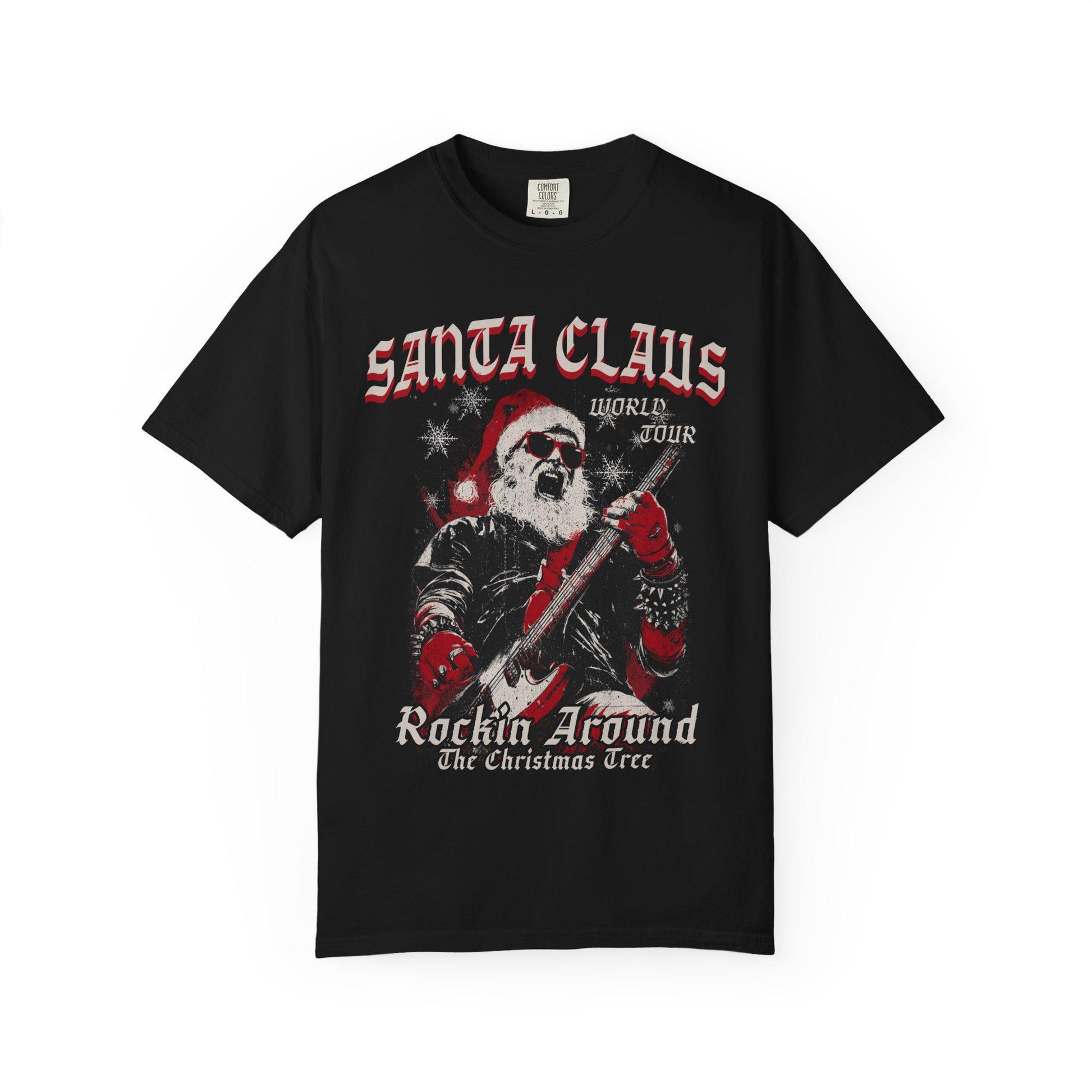 Vintage Santa Claus World Tour T-Shirt Grunge Christmas Graphic Tee Retro 90s Alternative Rock Holiday Shirt