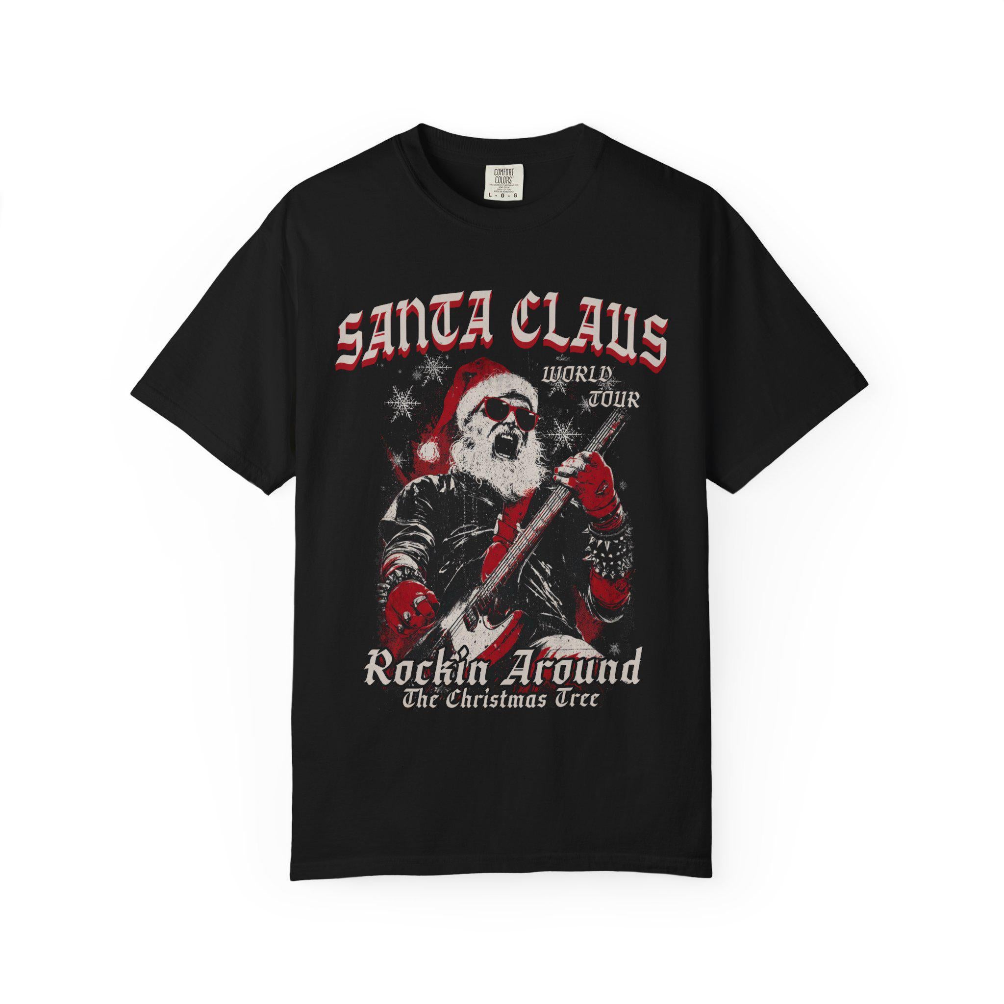 Vintage Santa Claus World Tour T-Shirt Grunge Christmas Graphic Tee Retro 90s Alternative Rock Holiday Shirt