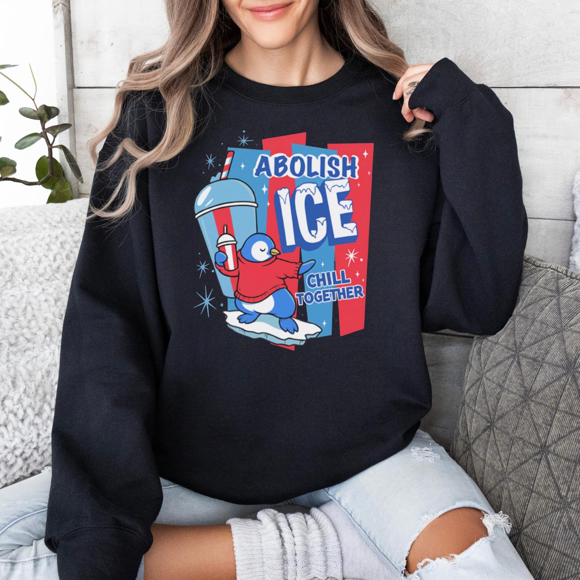 Abolish ICE Activist Sweatshirt – No Human Is Illegal Human Rights Graphic – Immigration Justice Apparel