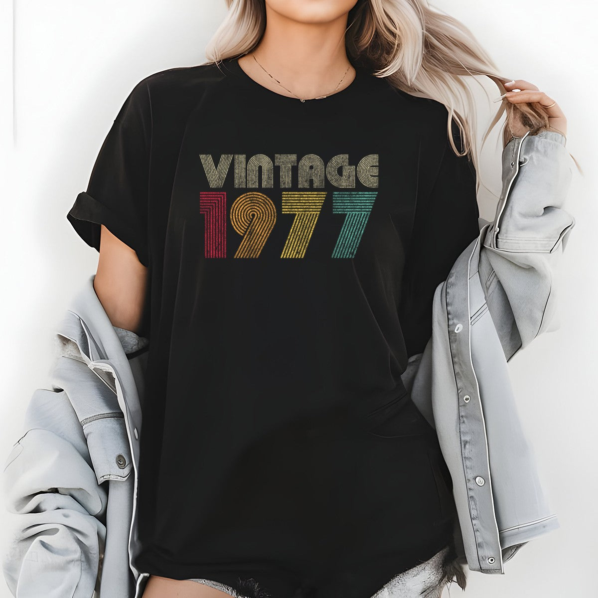 Vintage 1977 T-Shirt – Retro 1980 Birthday Shirt, Classic 80s Style Gift Tee 