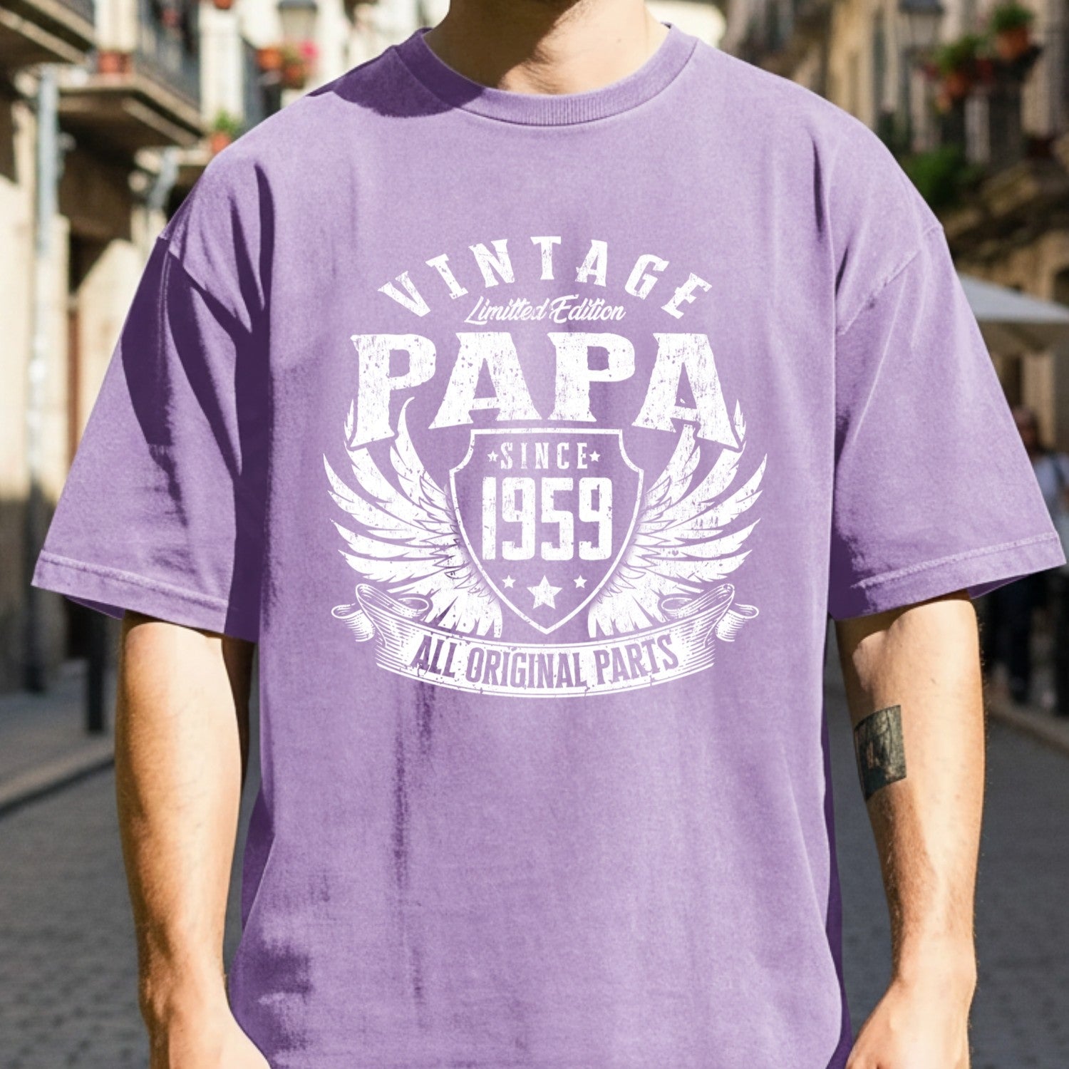 Vintage Papa 1959 T-Shirt - All Original Parts Retro Birthday Shirt for Dad Grandpa 
