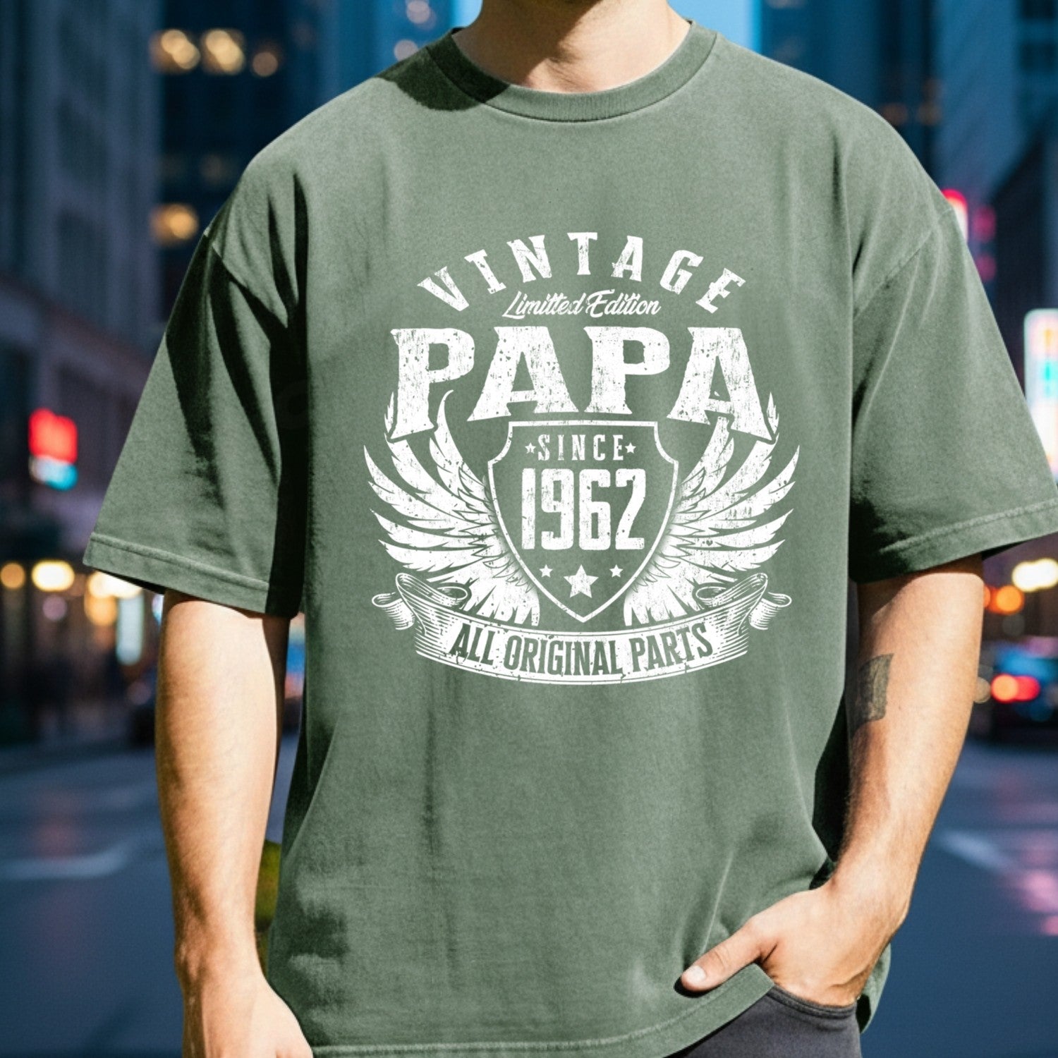 Vintage Papa 1962 T-Shirt - All Original Parts Retro Birthday Shirt for Dad Grandpa 