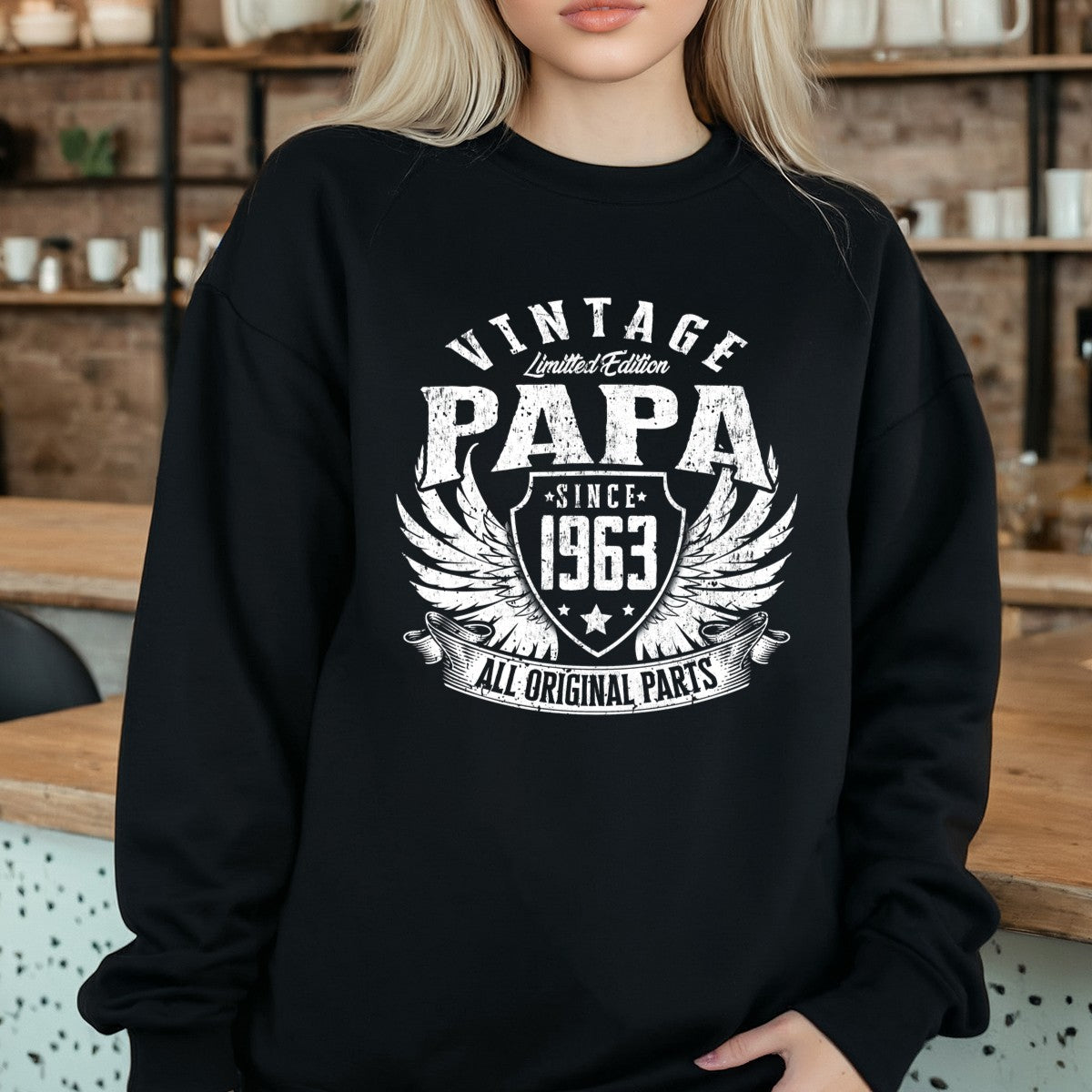 Vintage Papa 1963 T-Shirt - All Original Parts Retro Birthday Shirt for Dad Grandpa 