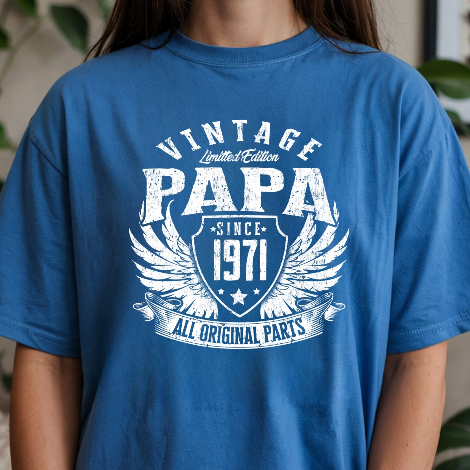 Vintage Papa 1971 T-Shirt - All Original Parts Retro Birthday Shirt for Dad Grandpa 