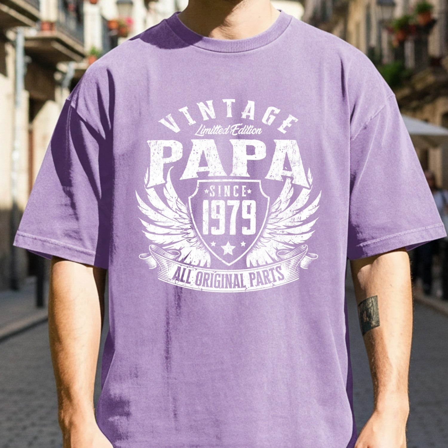 Vintage Papa 1979 T-Shirt - All Original Parts Retro Birthday Shirt for Dad Grandpa 