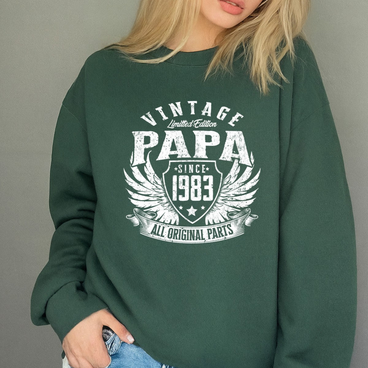 Vintage Papa 1983 T-Shirt - All Original Parts Retro Birthday Shirt for Dad Grandpa 