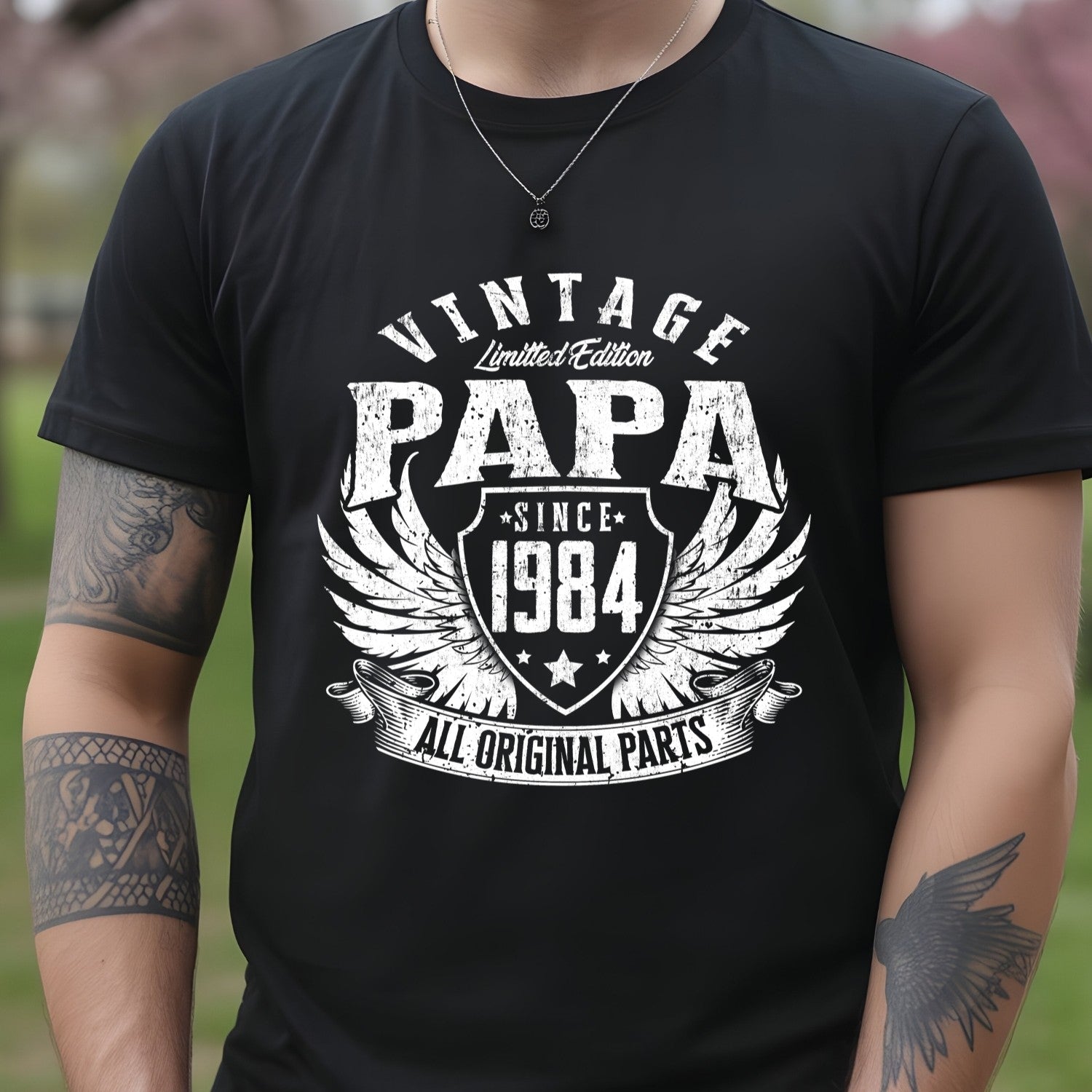 Vintage Papa 1984 T-Shirt - All Original Parts Retro Birthday Shirt for Dad Grandpa 