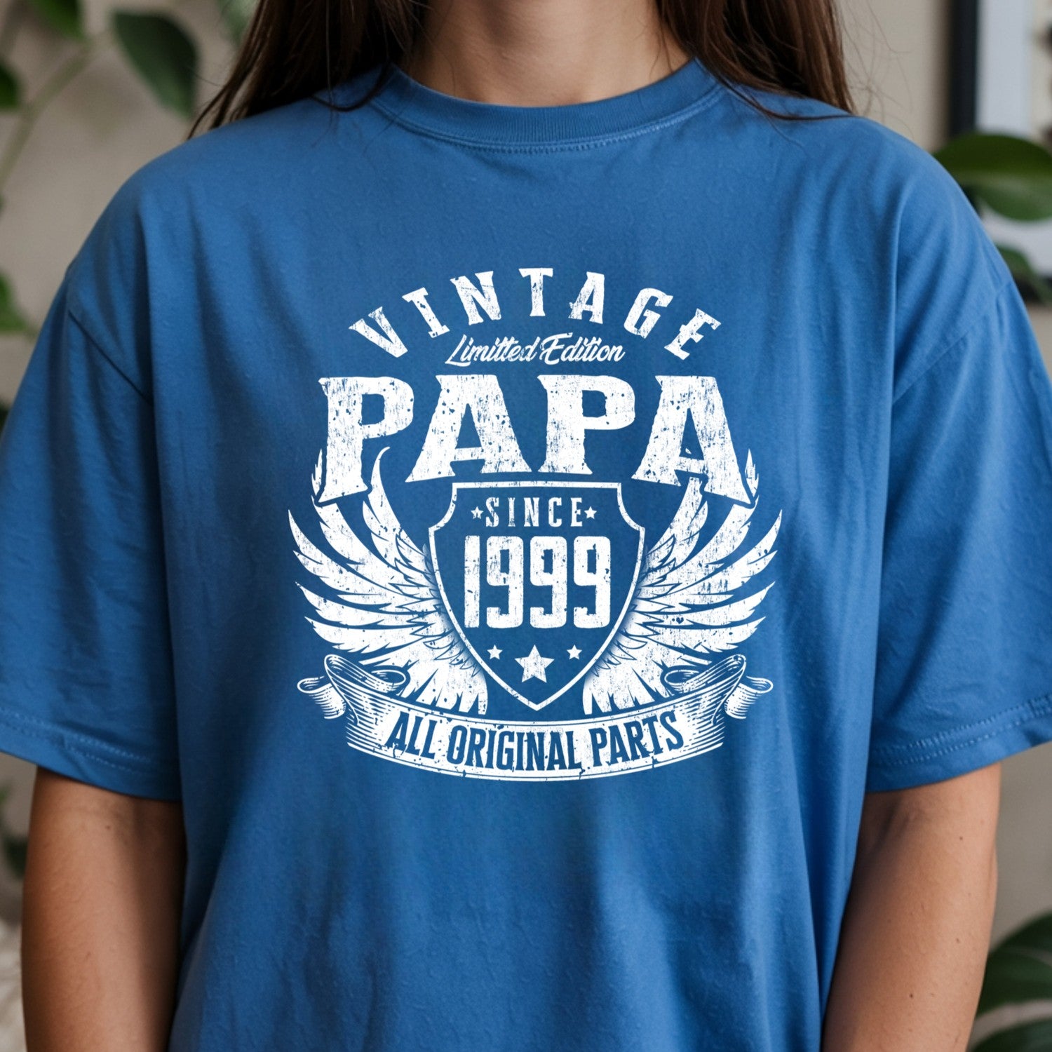 Vintage Papa 1999 T-Shirt - All Original Parts Retro Birthday Shirt for Dad Grandpa 